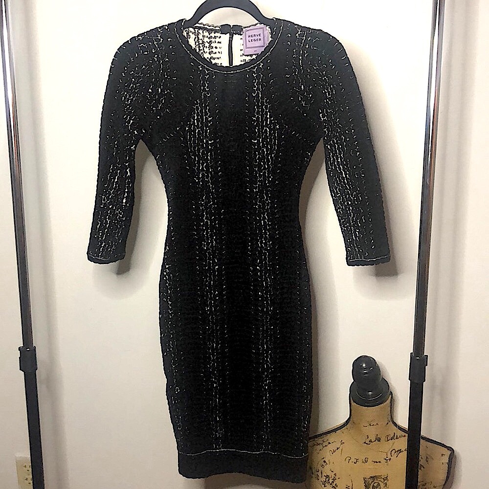 HERVE LEGER “Chenille” Snake Dress